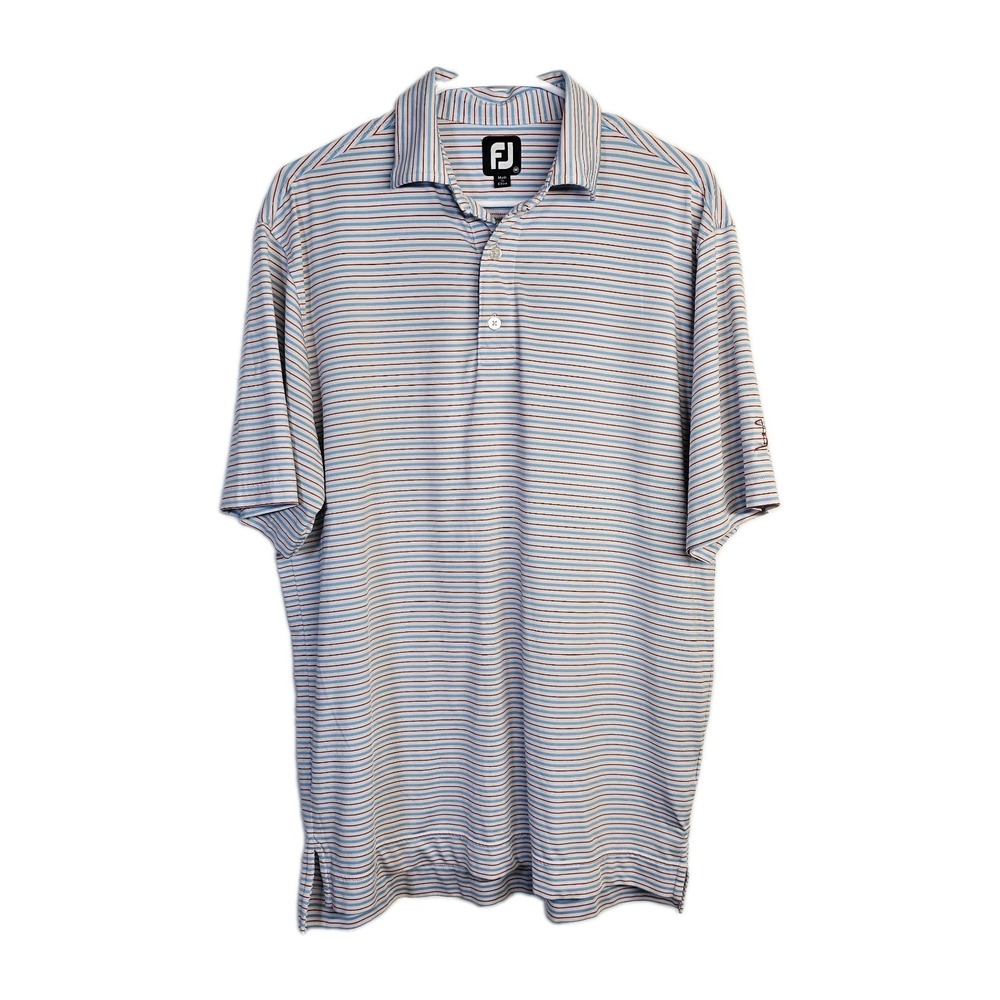 Footjoy Golf Polo Shirt Men's Size Medium Striped Performance Stretch Red FJ